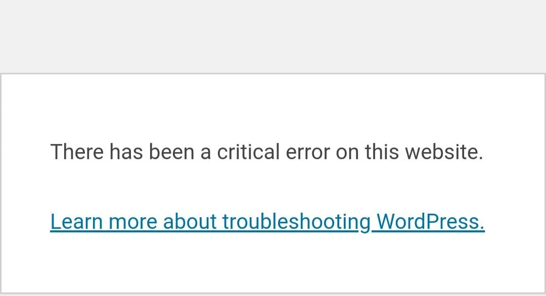 Erreur wordpress Texte indiquant une erreur critique sur WordPress
