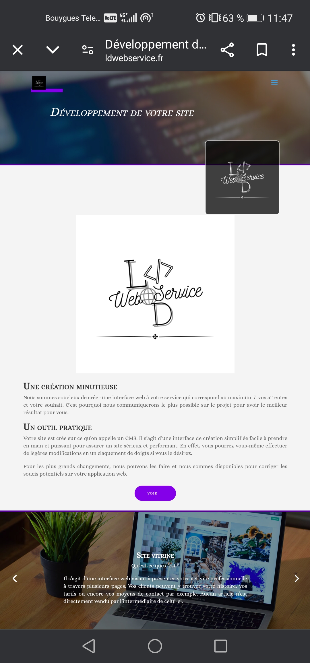 responsive Capture d'écran d'exemple de site mal optimisé pour les téléphones et tablettes