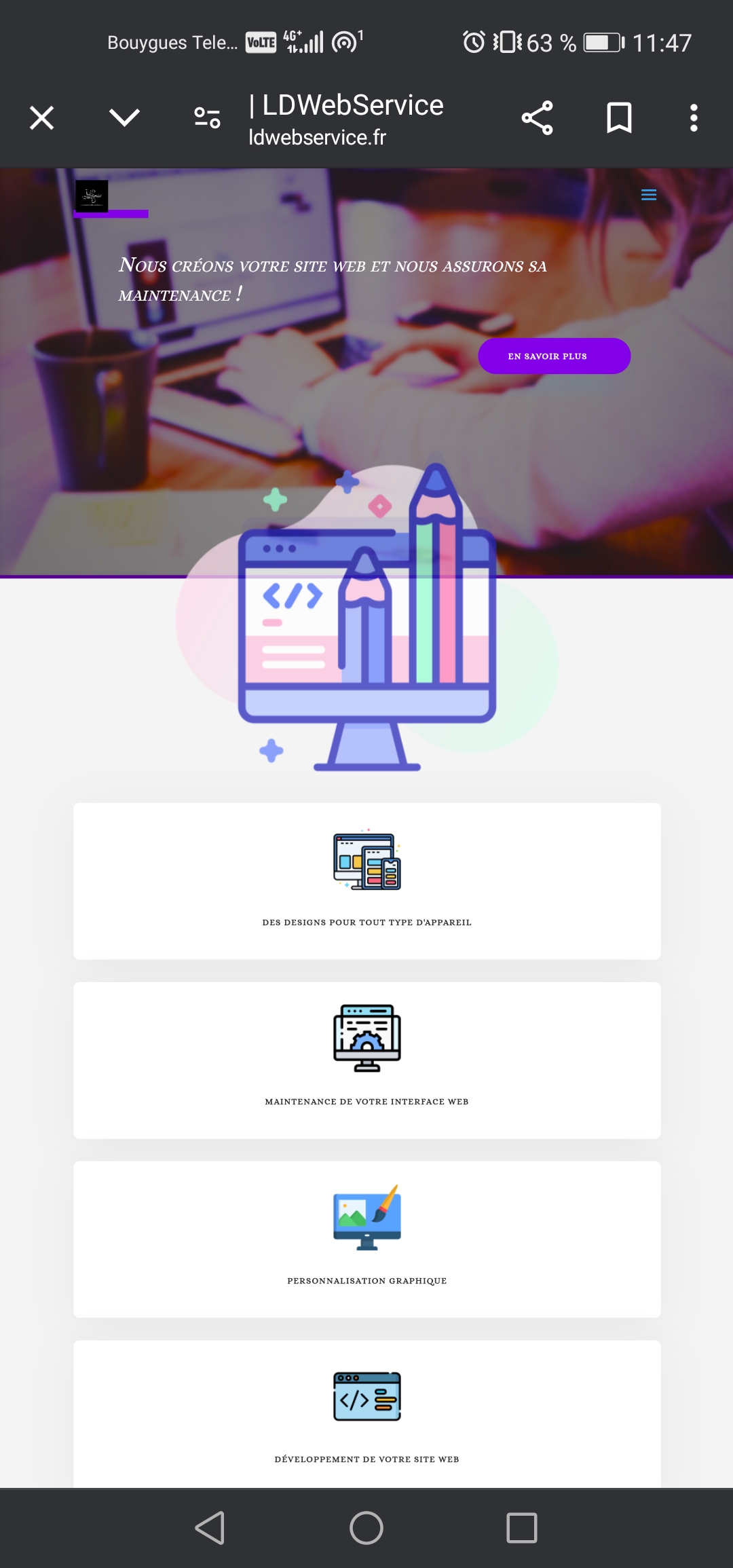 responsive2 Capture d'écran d'exemple de site mal optimisé pour les téléphones et tablettes